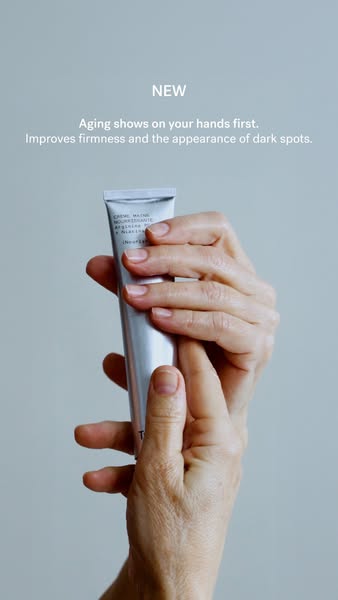 This ad presents a hand cream as a solution for aging hands, promising to improve firmness and reduce the appearance of 