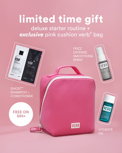 This image ad promotes a limited-time gift offer from Verb featuring a deluxe starter routine and an exclusive pink cush