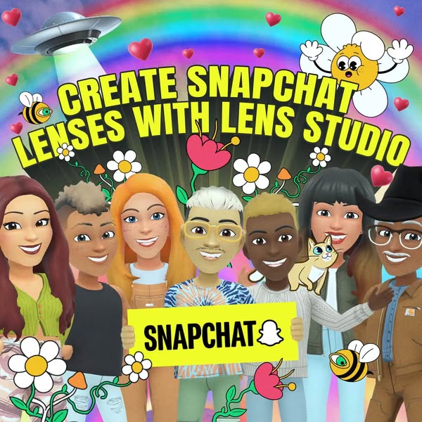 This image ad promotes Snapchat's Lens Studio, encouraging users to create their own Snapchat lenses. The ad feature