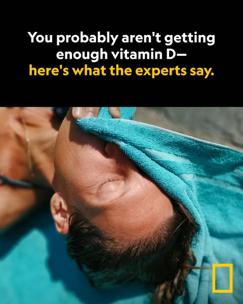 This ad by National Geographic begins with a question about vitamin D deficiency, then shows a person with a towel on th