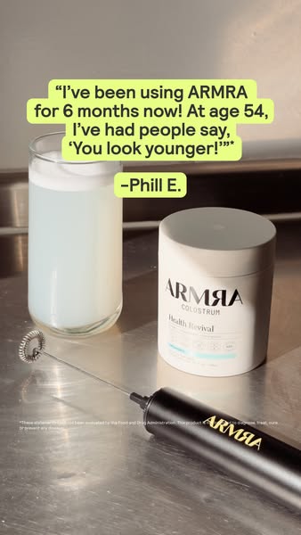 This ad features a testimonial from a 54-year-old ARMRA user named Phill E. who says people have told him he looks young