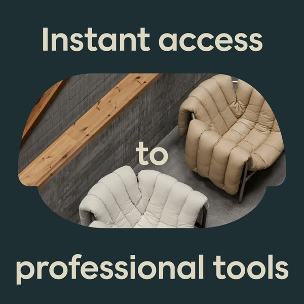 This ad grants immediate access to professional resources, showcasing two unique armchairs.