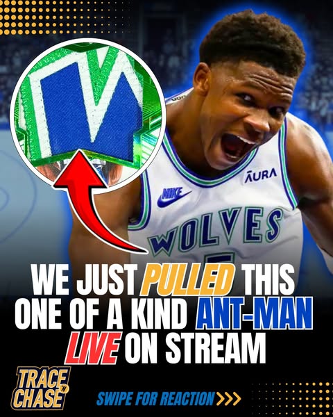 This ad uses a live reaction video screenshot featuring an NBA player's jersey patch. The text highlights the rare &