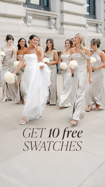 This image ad for bridal wear offers 10 free swatches.