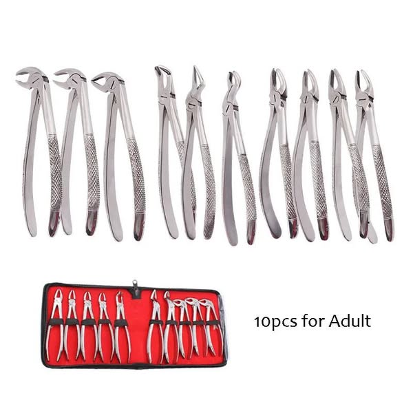 Ad for a set of dental extraction forceps for adults.