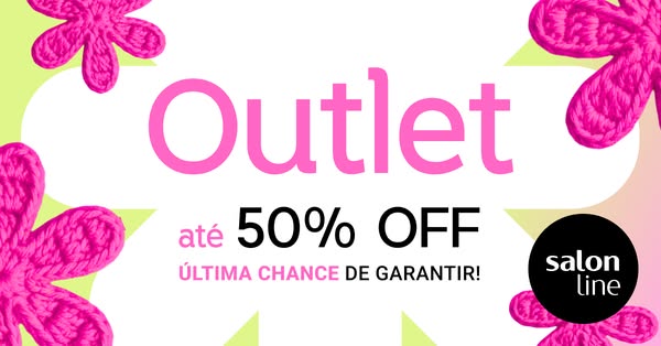 An image ad for Salon Line features a limited time offer of up to 50% off in their outlet. The ad features pink floral d