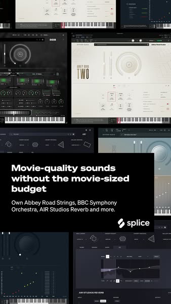 This ad for Splice promotes its library of sounds, including Abbey Road Strings, BBC Symphony Orchestra, and AIR Studios