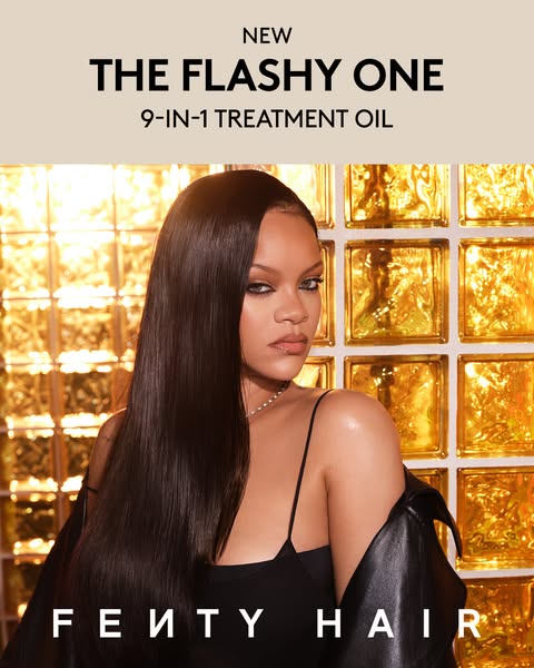 This Fenty Hair ad features Rihanna to promote the new 9-in-1 treatment oil.