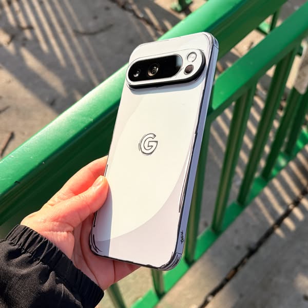 This ad showcases a phone case with a cartoon outline design, emphasizing its unique aesthetic.