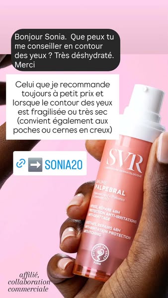 This ad features a screenshot of an Instagram direct message, in which one user is requesting an eye contour recommendat
