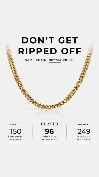This ad uses comparison to showcase the better price and value CRAFTO provides for its chain.