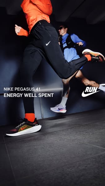 This ad showcases the Nike Pegasus 41 running shoe, emphasizing its energy return and suitability for runners.