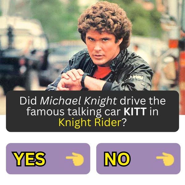 The ad features an image of David Hasselhoff. The ad asks if Michael Knight drove the famous talking car KITT in Knight 