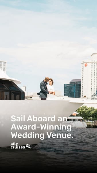 This image ad showcases a wedding on a City Cruises ship, highlighting it as an award-winning wedding venue. The ad is d