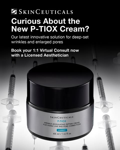 This ad is for Skinceuticals P-TIOX cream. The ad calls out those curious about the new P-TIOX cream and mentions it bei