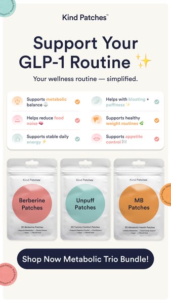 This image ad promotes Kind Patches Metabolic Trio Bundle. The ad highlights the benefits of the patches by showcasing a
