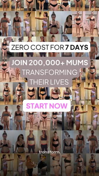 This ad promotes a weight loss program specifically for mothers, offering a 7-day free trial. The ad uses a collage of b