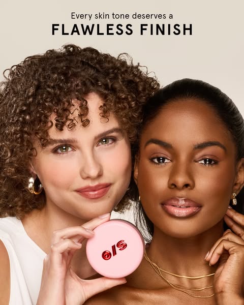 This image ad showcases the OIS product, emphasizing its suitability for every skin tone. Two models with different skin