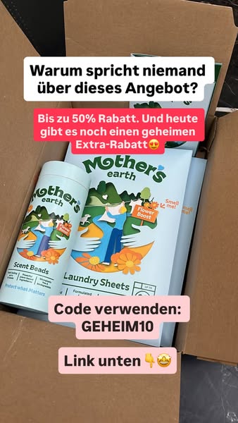 This ad promotes Mother's Earth cleaning products with a discount and call to action to visit the link below.