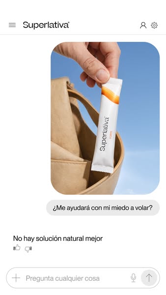 The ad is presented as a screenshot of a text message exchange, featuring a hand placing a Superlativa Forte supplement 