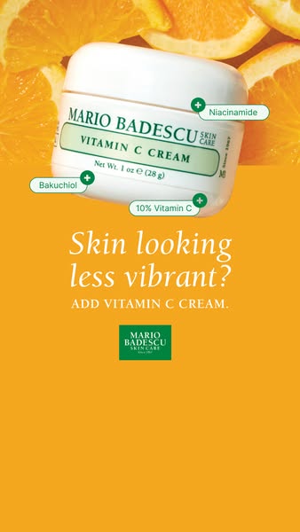 This image ad is designed to address the pain point of skin looking less vibrant. It features Mario Badescu's Vitami