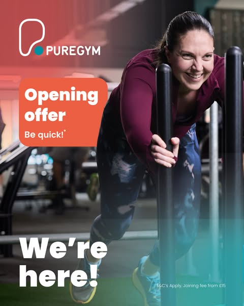This ad is for PureGym, advertising an opening offer, encouraging viewers to act quickly. A woman is shown at the gym, w