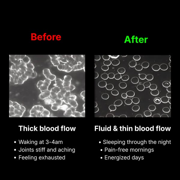 This image ad shows before and after visuals of blood flow, with accompanying text highlighting the negative symptoms as