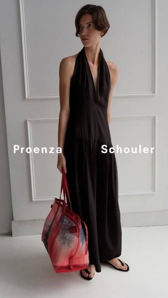 This ad showcases a Proenza Schouler dress paired with a handbag. The image is clean and highlights the brand's aest