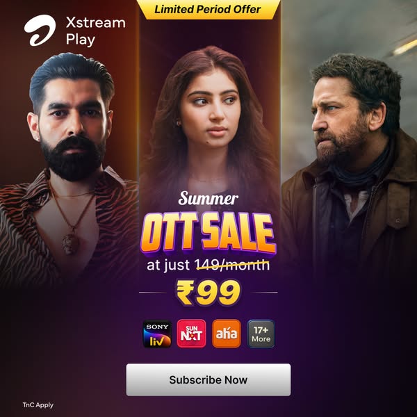 This is an image ad for Xstream Play, promoting their Summer OTT sale. The ad features a promotional price and well-know