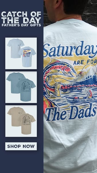 This image ad promotes Barstool Sports' "The Dads" t-shirts as a Father's Day gift. The design on the 