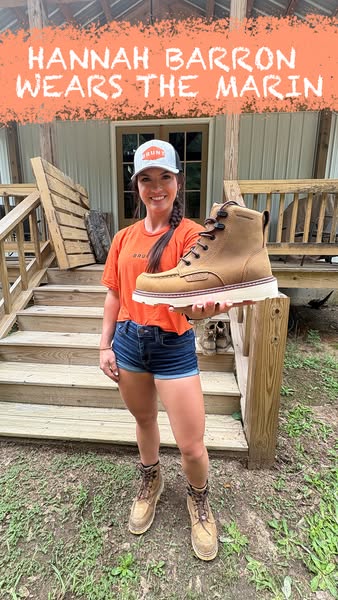 This ad features a brand ambassador showing off a Brunt Workwear boot. The ad is shot outdoors and gives the impression 