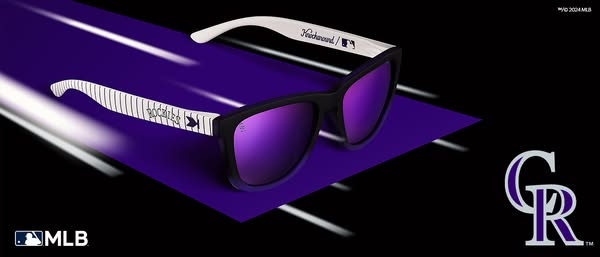 This ad showcases a pair of sunglasses from a collaboration between Knockaround and the MLB's Colorado Rockies, disp