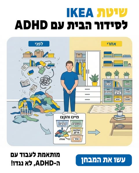 This image ad shows a before and after example of a room, highlighting the benefits of using IKEA's products to orga
