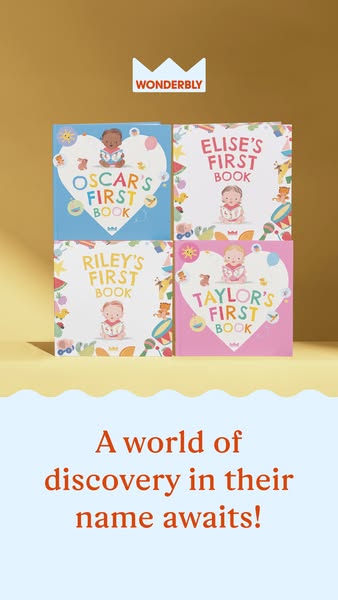 This image ad showcases Wonderbly's personalized books, specifically designed for young children. The ad features a 