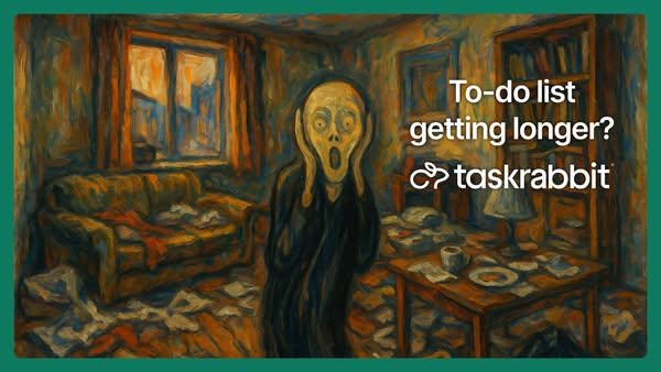 This ad uses the painting 'The Scream' to convey the feeling of being overwhelmed by a growing to-do list. Taskr