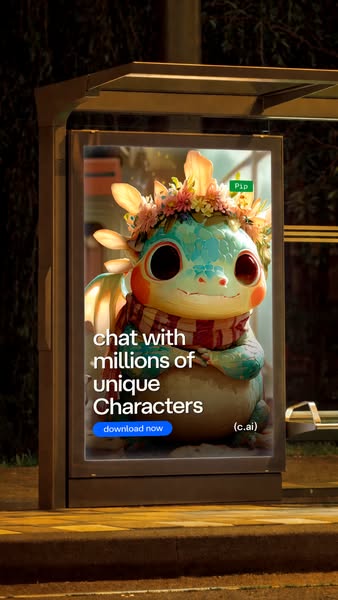 This image ad promotes Character AI, an application for chatting with millions of unique characters. The ad features a f