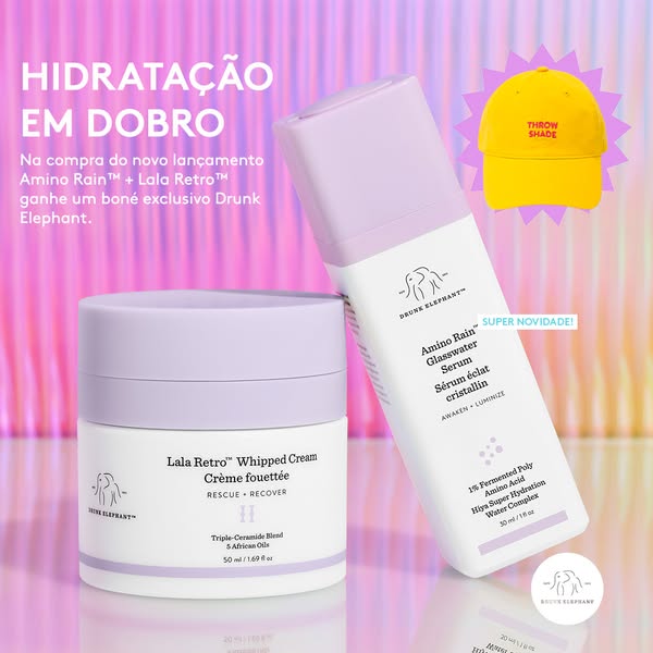 The ad promotes a skincare offer, advertising that a limited-edition hat is given as a gift with the purchase of Drunk E