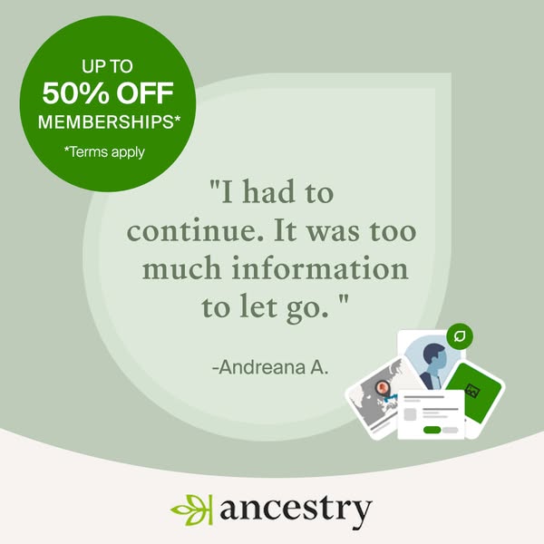 This ad for Ancestry.com features a testimonial from a user about the addictive nature of the information they found on 