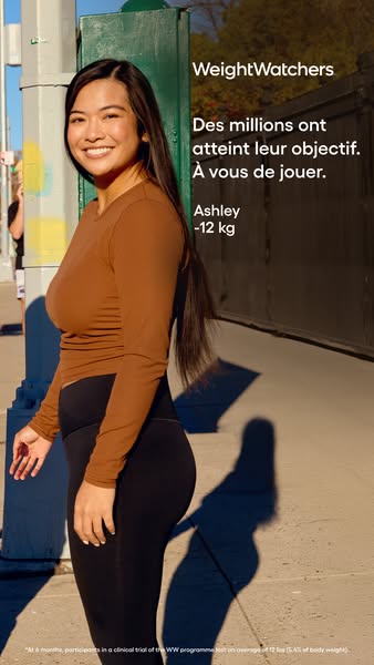 This ad features a woman named Ashley who lost 12 kg on WeightWatchers. The ad encourages viewers to start their own wei