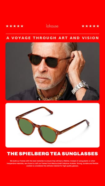 This image ad features Lohause sunglasses. The ad is split into two sections. The top section has an image of a man wear