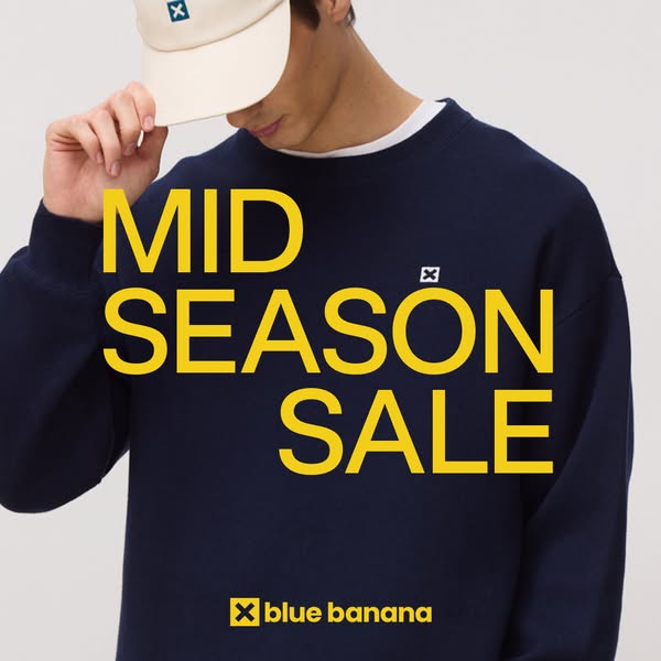 This is a static image ad promoting a mid-season sale for Blue Banana clothing.