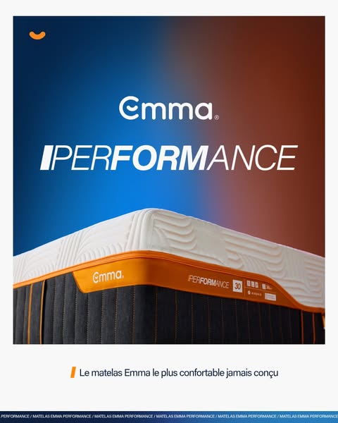 Ad for Emma Iperformance mattress highlighting comfort.
