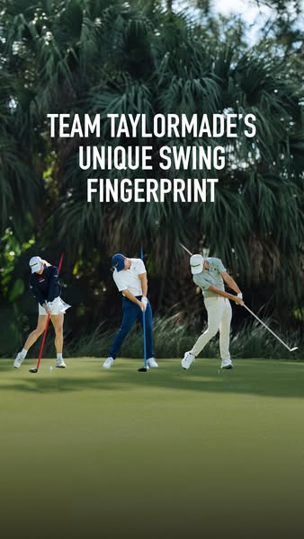 This image ad showcases three golfers, each with a unique swing, highlighting the individuality within the sport and sug