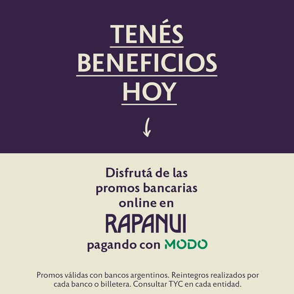 This image ad for Rapanui promotes online banking deals through MODO, targeting Argentinian bank users with special offe