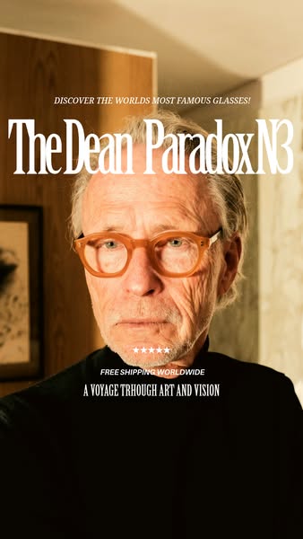 This ad features an image of an older man wearing a pair of glasses, with the headline "The Dean Paradox N3". 