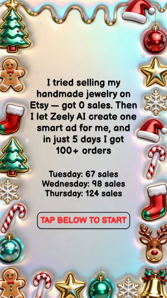 The ad promotes Zeely AI as a tool for creating effective ads, claiming a significant increase in sales for handmade jew