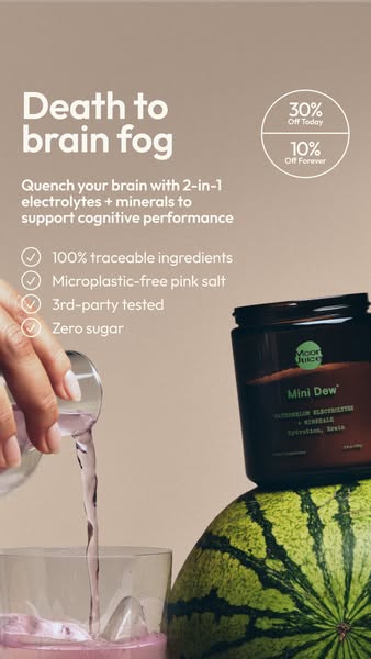 This Moon Juice ad emphasizes the product's benefits, such as brain support and clean ingredients, along with limite