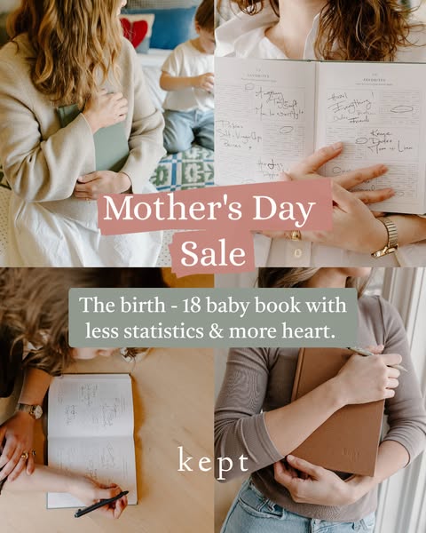 This ad is advertising a company called Kept that specializes in creating baby books with less focus on statistics and m