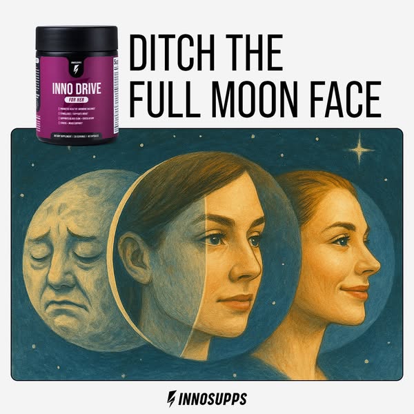 This ad for Inno Drive for Her aims to solve the problem of "full moon face" by showing a progression from a s
