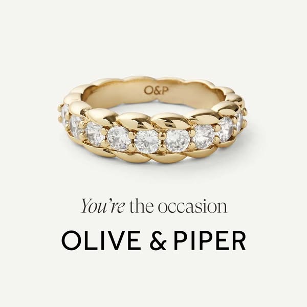 This ad showcases a close-up shot of a gold and diamond ring on a clean background. The text emphasizes that the wearer 